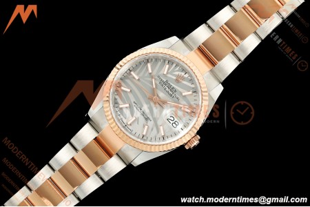 Rolex - Datejust 126231 36mm Oys Flt 904L RG/SS Silver Palm Motif Stick Dial ARF SH3235