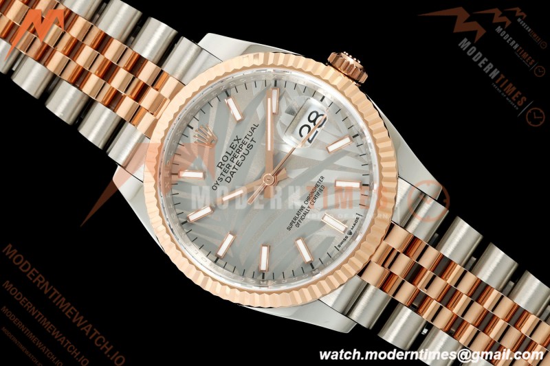 Rolex - Datejust 126231 36mm Jub Flt 904L RG/SS Silver Palm Motif Stick Dial ARF SH3235