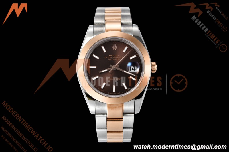 Rolex - Datejust 126301 41mm Oys Smt RG/SS Choco/Stk GDF MY8215