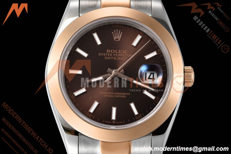 Rolex - Datejust 126301 41mm Oys Smt RG/SS Choco/Stk GDF MY8215