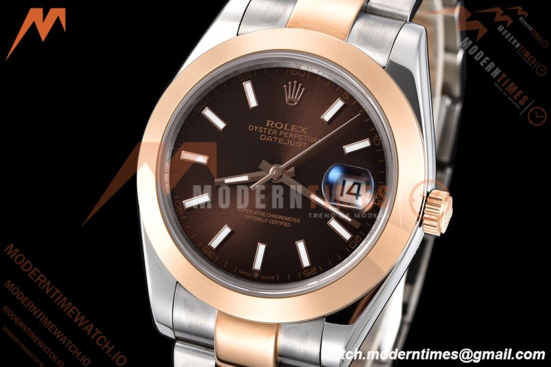 Rolex - Datejust 126301 41mm Oys Smt RG/SS Choco/Stk GDF MY8215