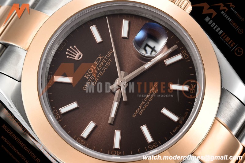 Rolex - Datejust 126301 41mm Oys Smt RG/SS Choco/Stk GDF MY8215