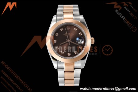 Rolex - Datejust 126301 41mm Oys Smt RG/SS Choco/Dia GDF MY8215 | 롤렉스 - 데이트저스트 126301 41mm 오이즈 스몰 세컨즈 RG/SS 초코/다이아 GDF MY8215