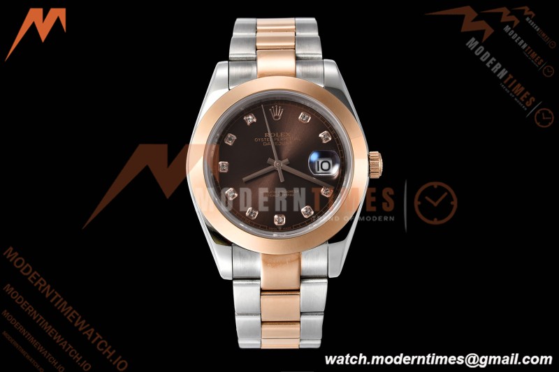 Rolex - Datejust 126301 41mm Oys Smt RG/SS Choco/Dia GDF MY8215