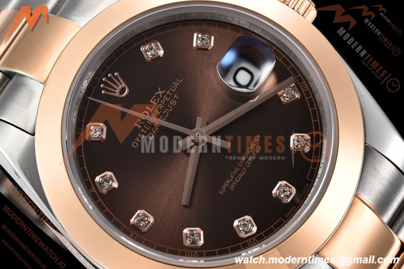 Rolex - Datejust 126301 41mm Oys Smt RG/SS Choco/Dia GDF MY8215
