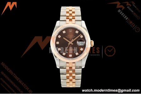 Rolex - Datejust 116231 36mm Jub Flt 316L RG/SS Brn/Dia GMF A2824