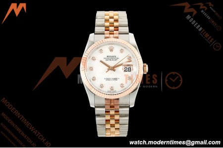 Rolex - Datejust 116231 36mm Jub Flt 316L RG/SS White Mop/Dia GMF A2824