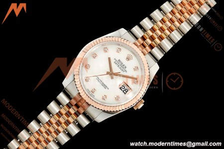 Rolex - Datejust 116231 36mm Jub Flt 316L RG/SS White Mop/Dia GMF A2824 | 롤렉스 - 데이트저스트 116231 36mm 주브 플랫 316L RG/SS 화이트 모프/다이아 GMF A2824