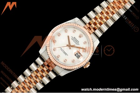 Rolex - Datejust 116231 36mm Jub Flt 316L RG/SS White Mop/Dia GMF A2824