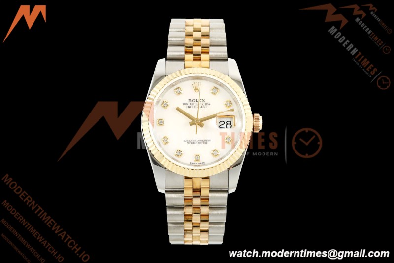 Rolex - Datejust 116233 36mm Jub Flt 316L YG/SS White Mop/Dia GMF A2824 | 롤렉스 - 데이트저스트 116233 36mm 주브 플랫 316L YG/SS 화이트 모프/다이아 GMF A2824