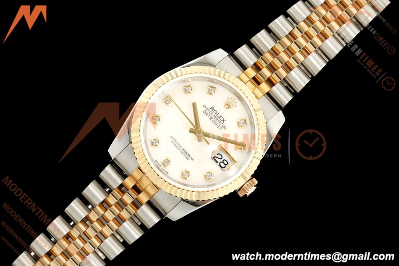 Rolex - Datejust 116233 36mm Jub Flt 316L YG/SS White Mop/Dia GMF A2824 | 롤렉스 - 데이트저스트 116233 36mm 주브 플랫 316L YG/SS 화이트 모프/다이아 GMF A2824