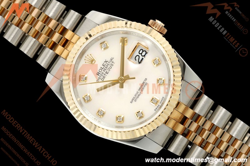 Rolex - Datejust 116233 36mm Jub Flt 316L YG/SS White Mop/Dia GMF A2824 | 롤렉스 - 데이트저스트 116233 36mm 주브 플랫 316L YG/SS 화이트 모프/다이아 GMF A2824