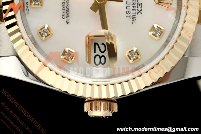 Rolex - Datejust 116233 36mm Jub Flt 316L YG/SS White Mop/Dia GMF A2824 | 롤렉스 - 데이트저스트 116233 36mm 주브 플랫 316L YG/SS 화이트 모프/다이아 GMF A2824