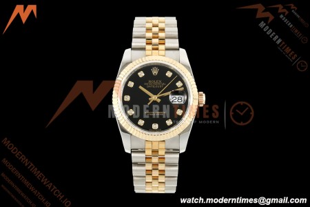 Rolex - Datejust 116233 36mm Jub Flt 316L YG/SS Blk/Dia GMF A2824