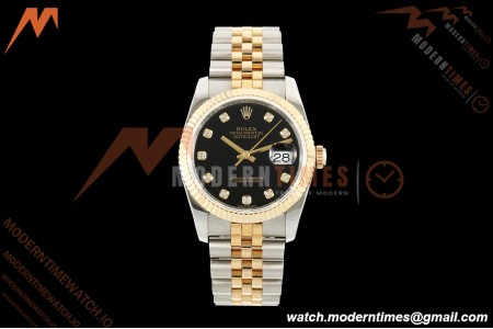 Rolex - Datejust 116233 36mm Jub Flt 316L YG/SS Blk/Dia GMF A2824