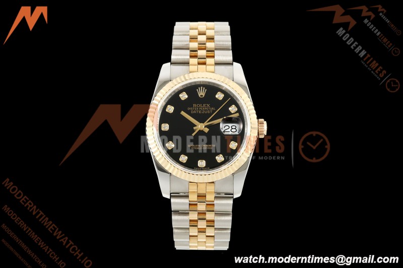 Rolex - Datejust 116233 36mm Jub Flt 316L YG/SS Blk/Dia GMF A2824