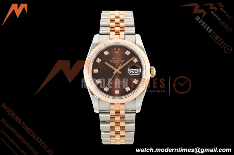 Rolex - Datejust 116231 36mm Jub Flt 316L RG/SS Brn/Dia GMF VR3135 | 롤렉스 - 데이트저스트 116231 36mm 주브 플랫 316L RG/SS 브라운/다이아 GMF VR3135