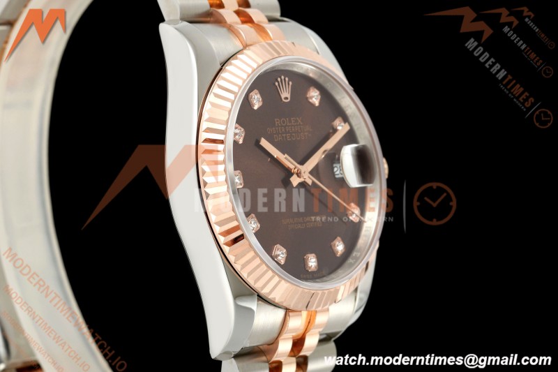 Rolex - Datejust 116231 36mm Jub Flt 316L RG/SS Brn/Dia GMF VR3135 | 롤렉스 - 데이트저스트 116231 36mm 주브 플랫 316L RG/SS 브라운/다이아 GMF VR3135
