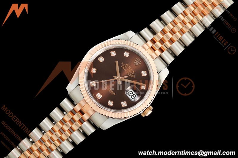 Rolex - Datejust 116231 36mm Jub Flt 316L RG/SS Brn/Dia GMF VR3135 | 롤렉스 - 데이트저스트 116231 36mm 주브 플랫 316L RG/SS 브라운/다이아 GMF VR3135