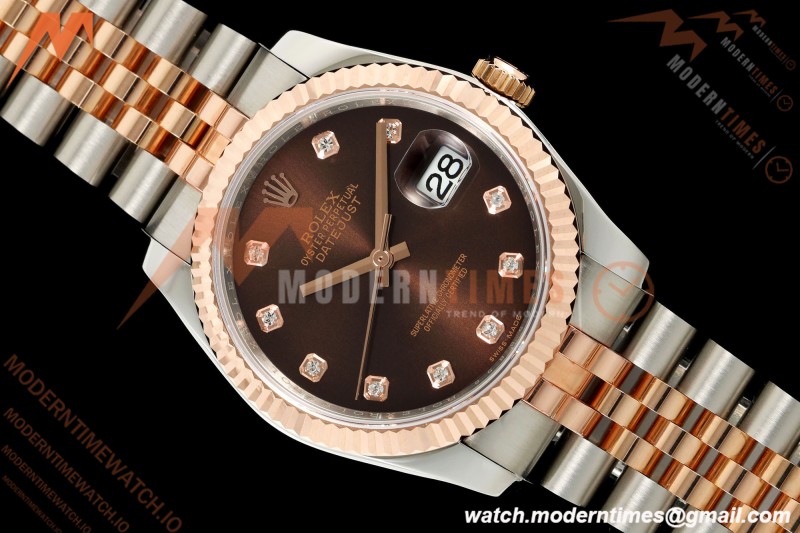 Rolex - Datejust 116231 36mm Jub Flt 316L RG/SS Brn/Dia GMF VR3135 | 롤렉스 - 데이트저스트 116231 36mm 주브 플랫 316L RG/SS 브라운/다이아 GMF VR3135