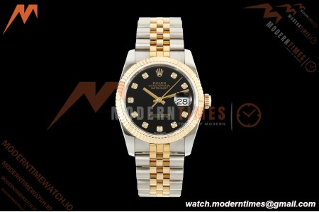 Rolex - Datejust 116233 36mm Jub Flt 316L YG/SS Blk/Dia GMF VR3135