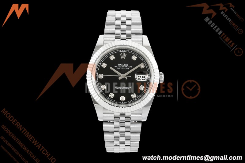 Rolex - Datejust 126334 41mm Gain Weight Jub Flt 904L SS/SS Blk/Dia QF SH3235 | 롤렉스 - 데이트저스트 126334 41mm 게인 웨이트 주브 플랫 904L SS/SS 블랙/다이아 QF SH3235