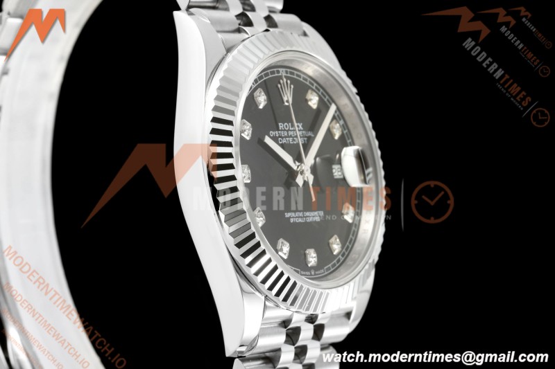 Rolex - Datejust 126334 41mm Gain Weight Jub Flt 904L SS/SS Blk/Dia QF SH3235 | 롤렉스 - 데이트저스트 126334 41mm 게인 웨이트 주브 플랫 904L SS/SS 블랙/다이아 QF SH3235