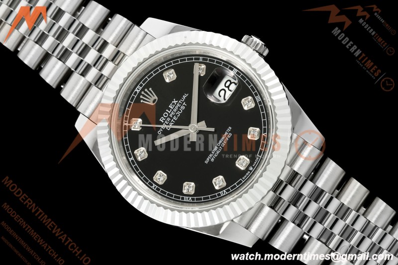Rolex - Datejust 126334 41mm Gain Weight Jub Flt 904L SS/SS Blk/Dia QF SH3235 | 롤렉스 - 데이트저스트 126334 41mm 게인 웨이트 주브 플랫 904L SS/SS 블랙/다이아 QF SH3235
