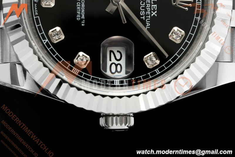 Rolex - Datejust 126334 41mm Gain Weight Jub Flt 904L SS/SS Blk/Dia QF SH3235 | 롤렉스 - 데이트저스트 126334 41mm 게인 웨이트 주브 플랫 904L SS/SS 블랙/다이아 QF SH3235