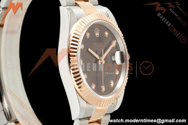 Rolex - Datejust 126331 41mm 904L Gold Wrapped Oys Flt RG/SS Brn/Dia BJF SH3235