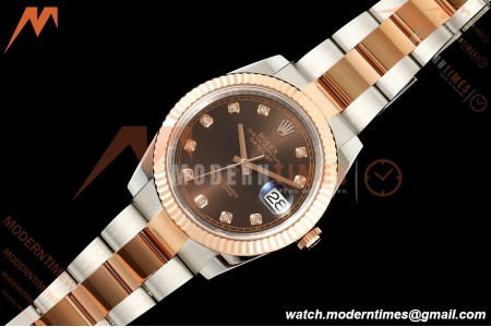 Rolex - Datejust 126331 41mm 904L Gold Wrapped Oys Flt RG/SS Brn/Dia BJF SH3235