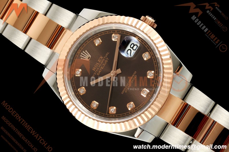 Rolex - Datejust 126331 41mm 904L Gold Wrapped Oys Flt RG/SS Brn/Dia BJF SH3235