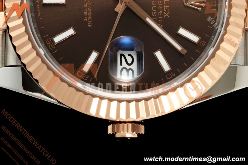 Rolex - Datejust 126331 41mm 904L Gold Wrapped Jub Flt RG/SS Choco/Stk BJF SH3235 | 롤렉스 - 데이트저스트 126331 41mm 904L 골드 랩드 주브 플라이백 RG/SS 초코/스틸 BJF SH3235
