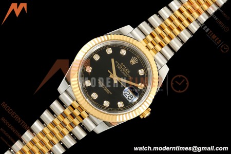 Rolex - Datejust 126333 41mm 904L Gold Wrapped Jub Flt YG/SS Blk/Dia BJF SH3235