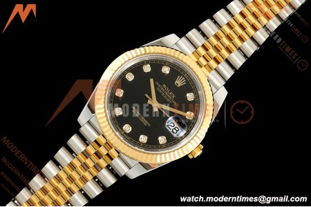 Rolex - Datejust 126333 41mm 904L Gold Wrapped Jub Flt YG/SS Blk/Dia BJF SH3235