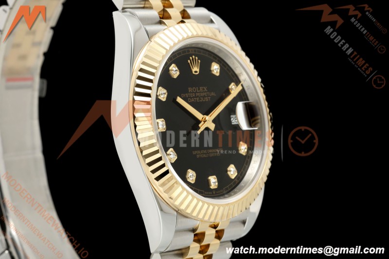Rolex - Datejust 126333 41mm 904L Gain Weight Jub Flt YG/SS Blk/Dia QF SH3235