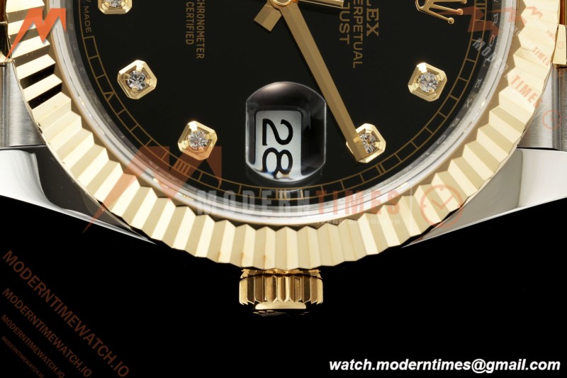 Rolex - Datejust 126333 41mm 904L Gain Weight Jub Flt YG/SS Blk/Dia QF SH3235