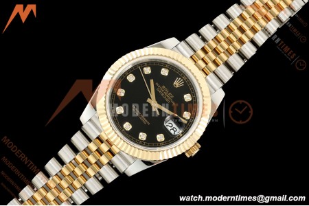 Rolex - Datejust 126333 41mm 904L Gain Weight Jub Flt YG/SS Blk/Dia QF SH3235
