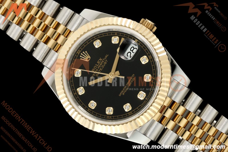 Rolex - Datejust 126333 41mm 904L Gain Weight Jub Flt YG/SS Blk/Dia QF SH3235