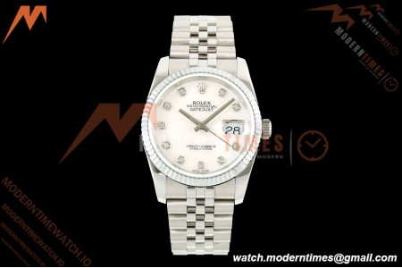 Rolex - Datejust 116234 36mm Jub Flt 316L SS/SS White Mop/Dia BPF VR3135 | 롤렉스 - 데이트저스트 116234 36mm 주브 Flt 316L SS/SS 화이트 모프/다이아 BPF VR3135