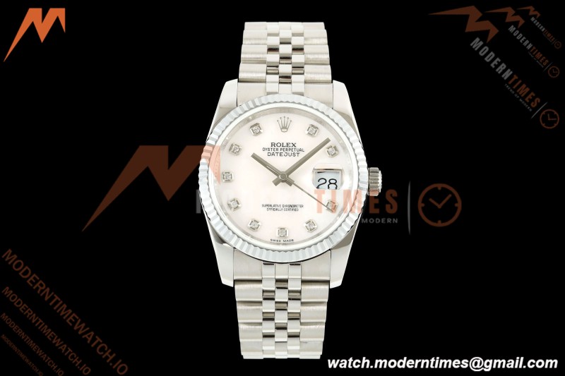 Rolex - Datejust 116234 36mm Jub Flt 316L SS/SS White Mop/Dia BPF VR3135 | 롤렉스 - 데이트저스트 116234 36mm 주브 Flt 316L SS/SS 화이트 모프/다이아 BPF VR3135