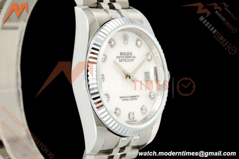 Rolex - Datejust 116234 36mm Jub Flt 316L SS/SS White Mop/Dia BPF VR3135 | 롤렉스 - 데이트저스트 116234 36mm 주브 Flt 316L SS/SS 화이트 모프/다이아 BPF VR3135