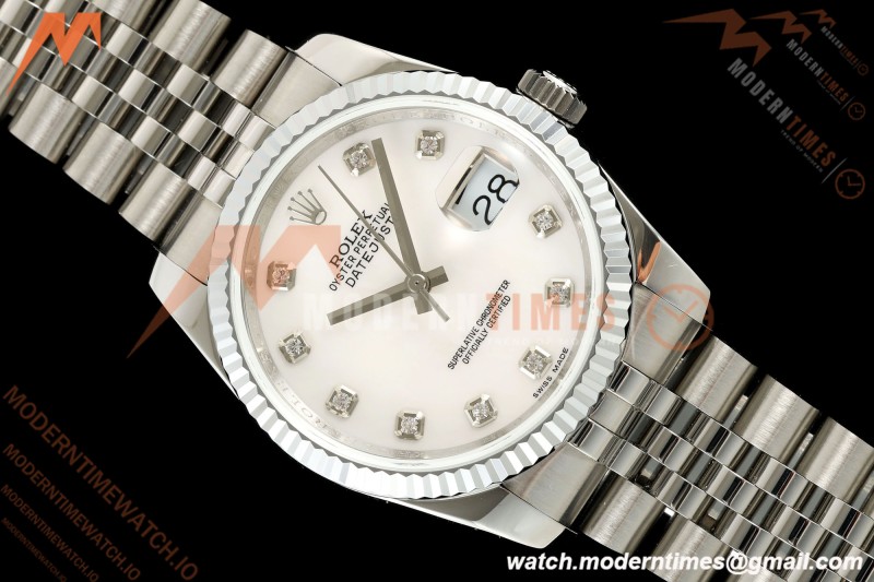 Rolex - Datejust 116234 36mm Jub Flt 316L SS/SS White Mop/Dia BPF VR3135 | 롤렉스 - 데이트저스트 116234 36mm 주브 Flt 316L SS/SS 화이트 모프/다이아 BPF VR3135