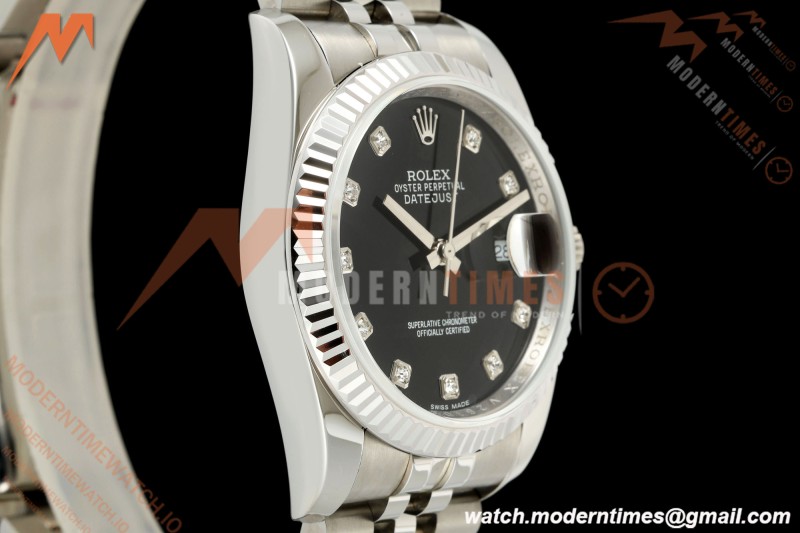 Rolex - Datejust 116234 36mm Jub Flt 316L SS/SS Blk/Dia BPF VR3135