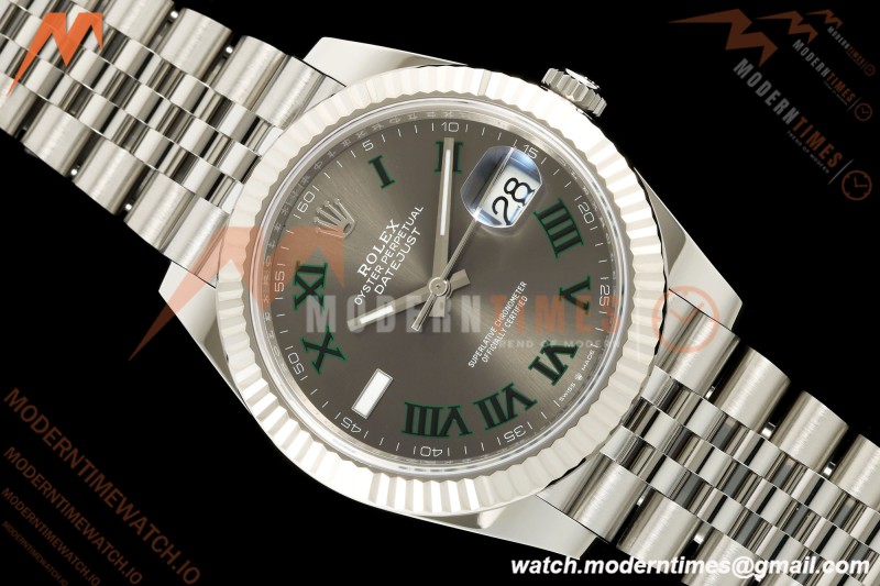 Rolex - Datejust 126334 41mm Wimbledon Jub Flt 904L SS/SS Grey/Rmn SEEK SH3235