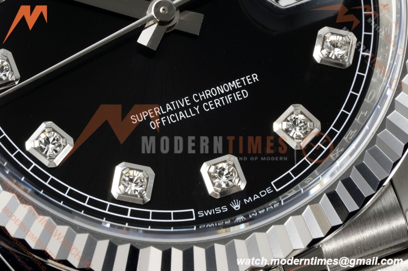 Rolex - Datejust 126234 36mm Jub Flt 904L SS/SS Blk/Dia Clean Plus DD3235 | 롤렉스 데이트저스트 126234 36mm 주빌리 브레이슬릿 플루티드 베젤 904L 스테인리스 스틸 블랙 다이얼 다이아몬드 인덱스 클린 팩토리 DD3235 무브먼트