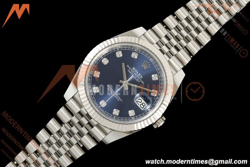 Rolex - Datejust 126334 41mm Jub Flt 904L SS/SS Blu/Dia ARF DD3235 | 롤렉스 데이트저스트 41 Ref.126334 41mm, 쥬빌리 브레이슬릿, 플루티드 베젤, 904L 스테인리스 스틸, 블루 다이얼 다이아몬드 인덱스, ARF, DD3235 무브먼트