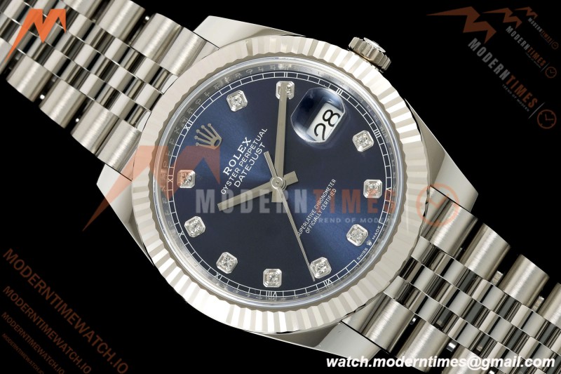 Rolex - Datejust 126334 41mm Jub Flt 904L SS/SS Blu/Dia ARF DD3235 | 롤렉스 데이트저스트 41 Ref.126334 41mm, 쥬빌리 브레이슬릿, 플루티드 베젤, 904L 스테인리스 스틸, 블루 다이얼 다이아몬드 인덱스, ARF, DD3235 무브먼트
