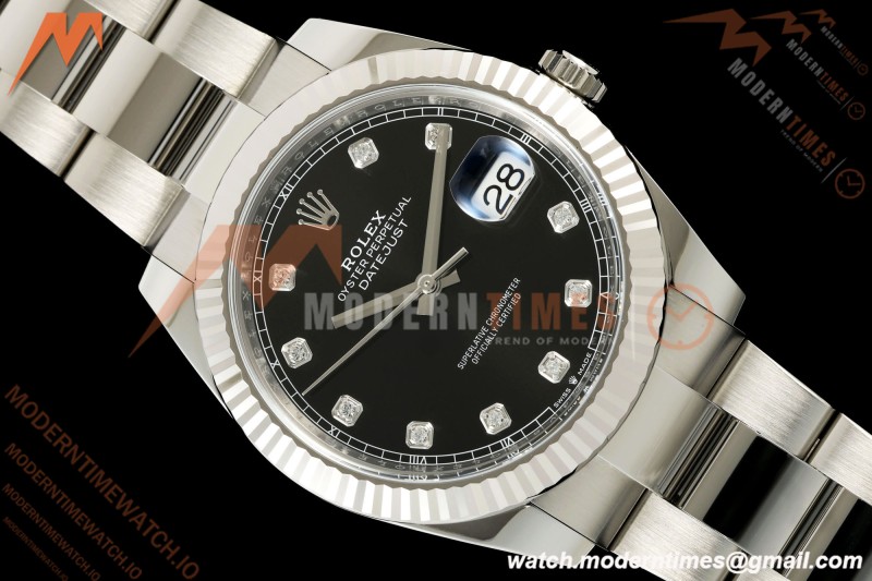 Rolex - Datejust 126334 41mm Oys Flt 904L SS/SS Blk/Dia ARF DD3235