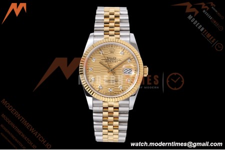 Rolex - Datejust 126233 36mm Jub Flt 904L YG/SS G-Wave/Dia QF SH3235